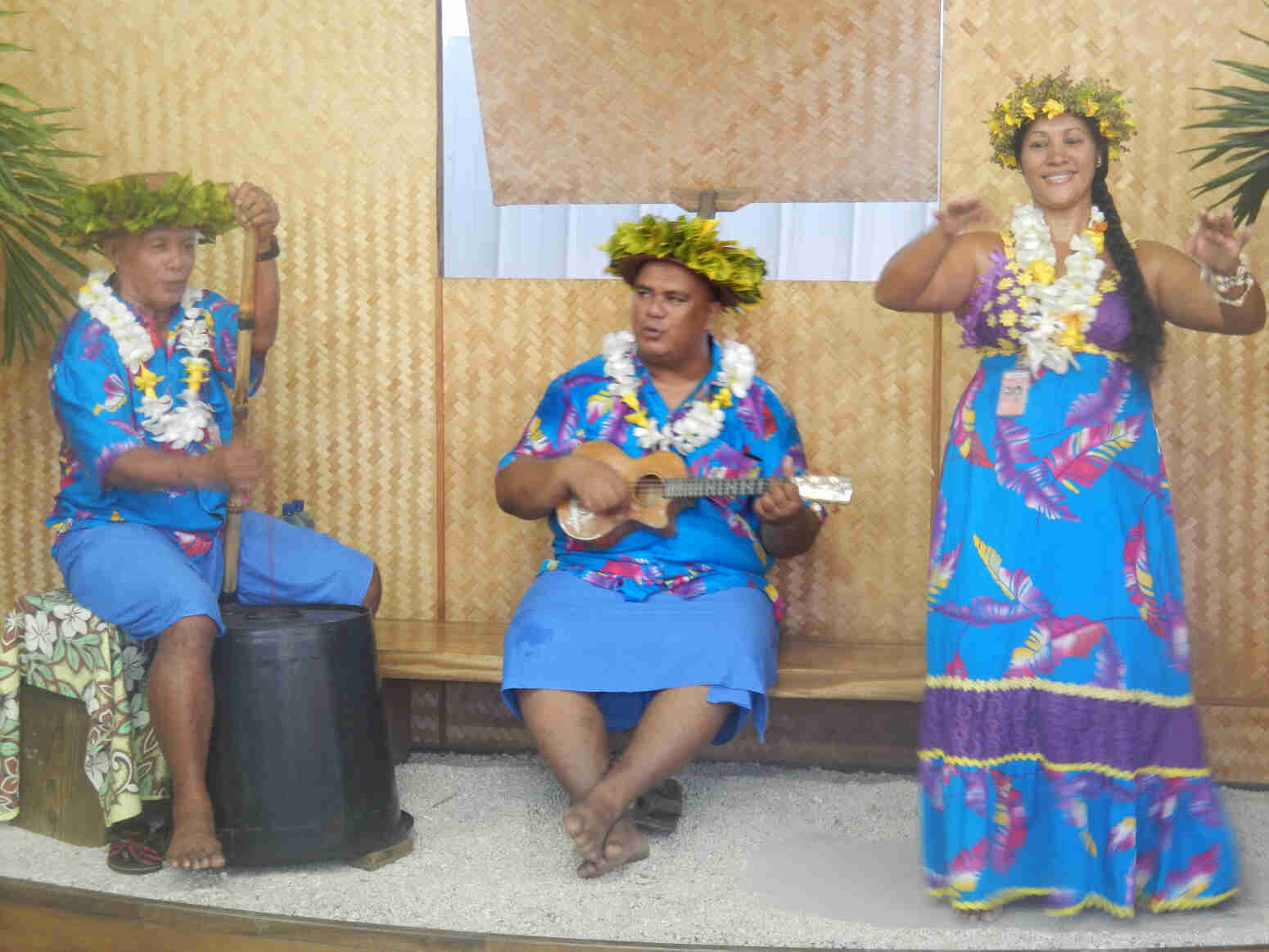 Traditional Polynesian welcome at the airport